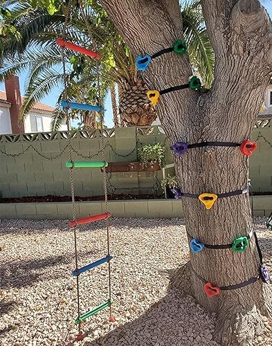 Miniatura 4 de Colorida cuerda de escalada y cuerda de escalera para niños, patio trasero, patio interior, casa de árbol, juego de columpios