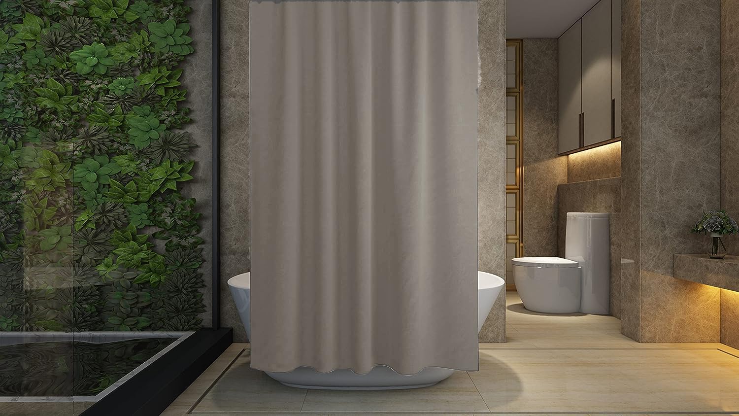 Shower Curtain, Made of PEVA, Water Repellent, Mildew Resistant, 180x180cm, 71x71inch, Rail Hooks,Feather Light, Ultra-Thin