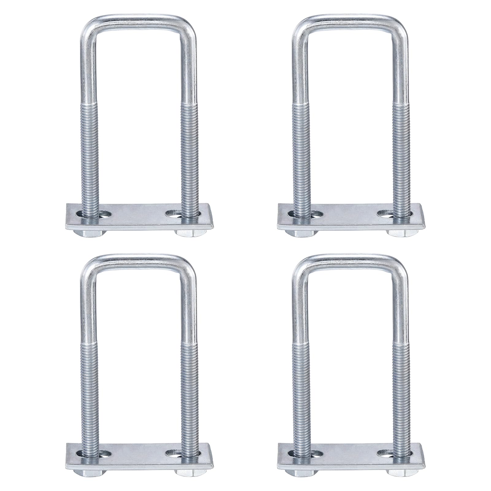 sourcing map 4Pcs Leaf Spring Clamp Kit M8 Square U-Bolts Clamp Fits Leaf Springs Up to 1.4" Wide Locks Leaf Springs with Screws for Better Control of Axle Torque Trailer Truck Boat 3-15/16" l
