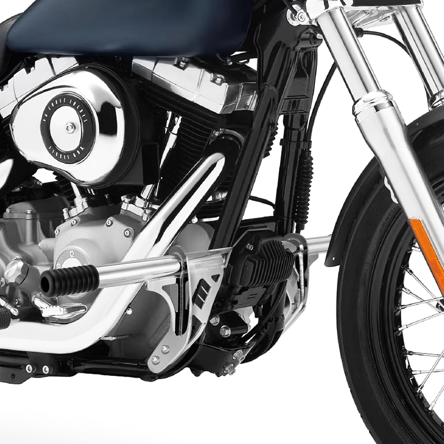 Mofun Front Highway Engine Guard Crash Bar Front Peg Crash Bar Compatible with Harley Dyna Fat Bob FXDF Low Rider FXDL/I Street Bob FXDB/I Wide Glide FXDWG/I 2006-2017 Models with mid Control