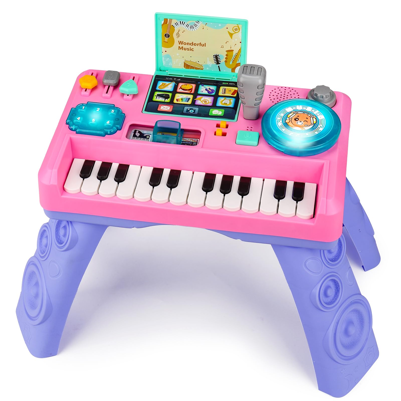Baby DJ Table for Toddlers 1-3 with Music & Light, Musical Baby Piano Toys 6-9-12-18 Months Toddler Activity Table Music Instruments Learning Toys for 1 Year Old Girl Birthday Gifts Toddler Age 0-2