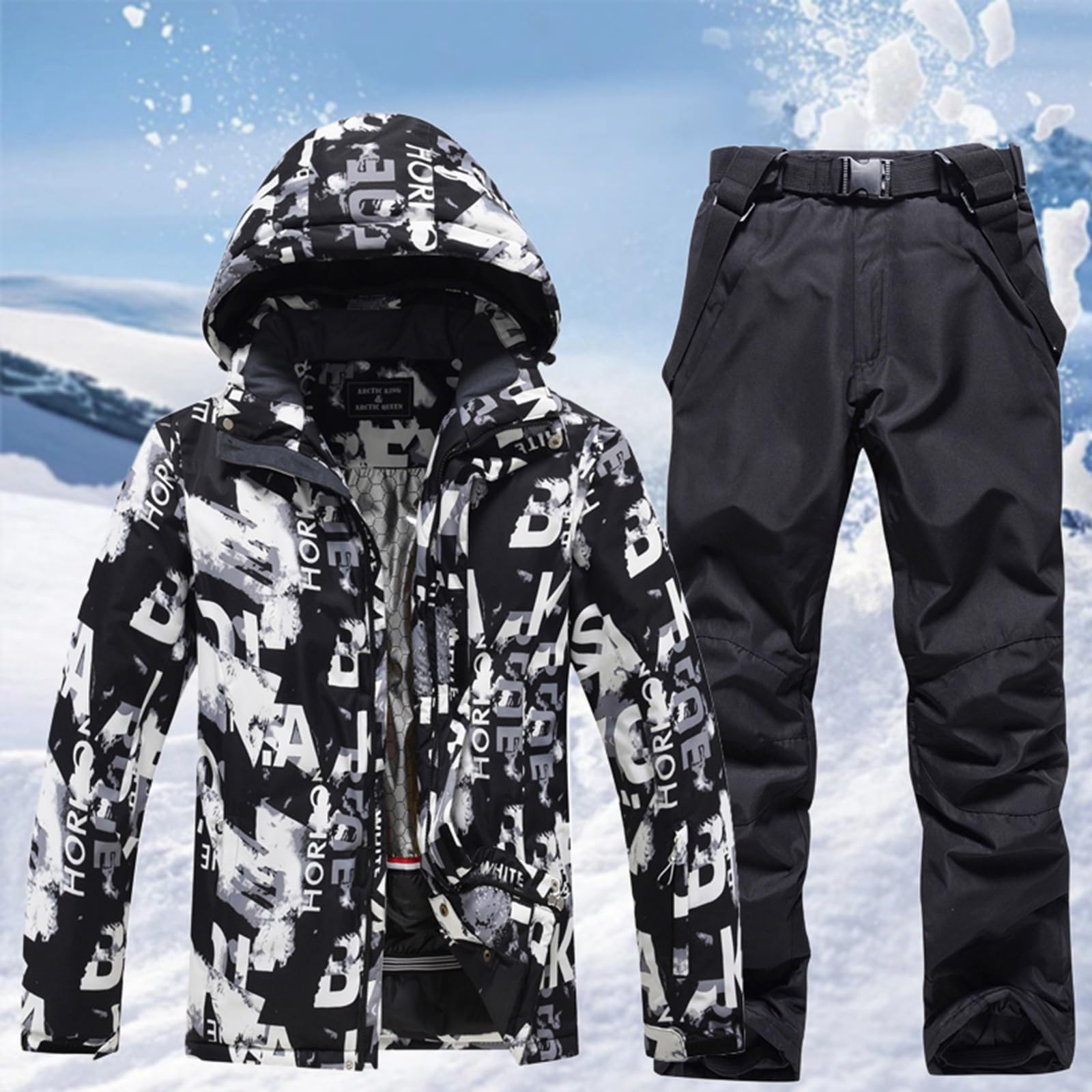 Traje de nieve para hombre, conjunto de esquí impermeable, aislado a prueba de viento, chaqueta de invierno cálido + pantalones de nieve, equipo de senderismo, para trabajo al aire libre