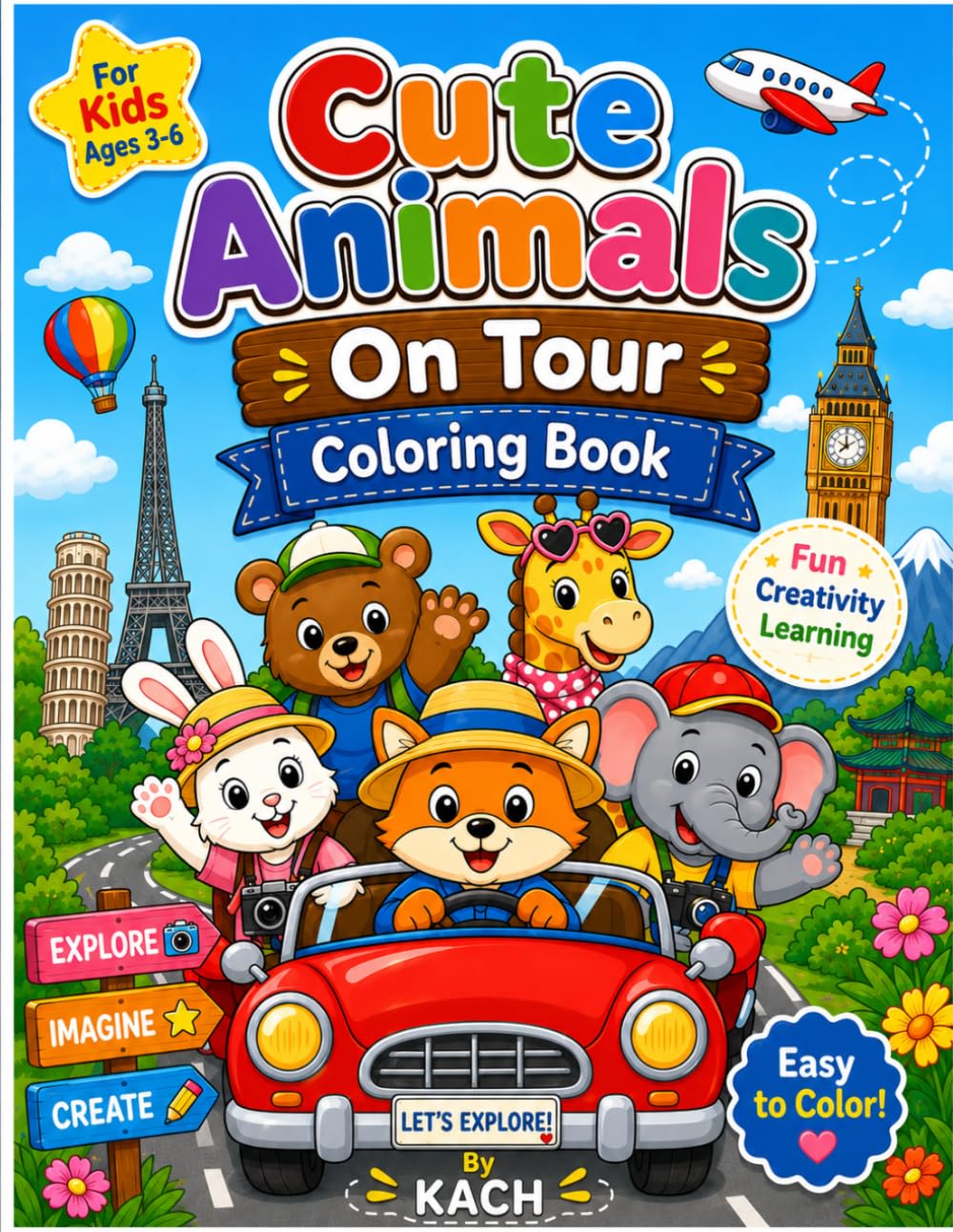 CUTE ANIMALS ON TOUR COLORING BOOK (Cute Animal Colouring Book)