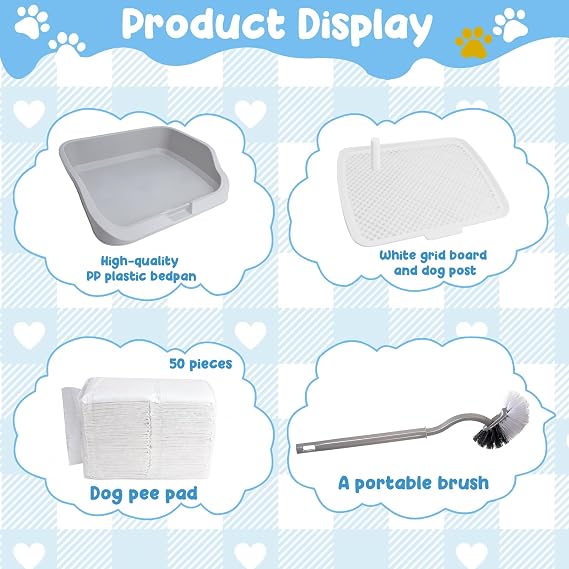 XL Dog Litter Box,Pee Pad Holder, Puppy Pads Holder,Include Box,Pee Pad&Cloth,Puppy Potty Training Tray for Small/Medium Dog