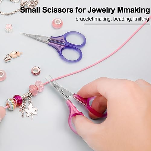 Miniatura 5 de Tijeras pequeñas para manualidades, tijeras de viaje pequeñas de 3 pulgadas que cumplen con la Tsa con tapa, tijeras afiladas para todo propósito,