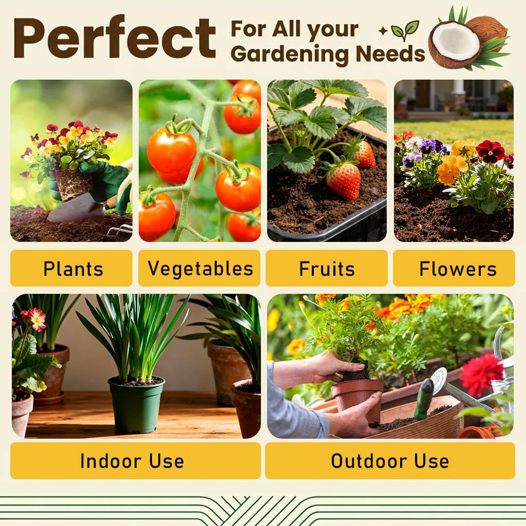 Halatool Bio Kokoserde-Ziegel – Komprimierter Kokosfasernährstoff-Block für den Garten (10 x 650g) | Bio Kokoserde, pH-ausgewogen & niedrig EC - Ausdehnender Saatgut-Starter, Blumenerde für Pflanzen, Blumen & Reptilien