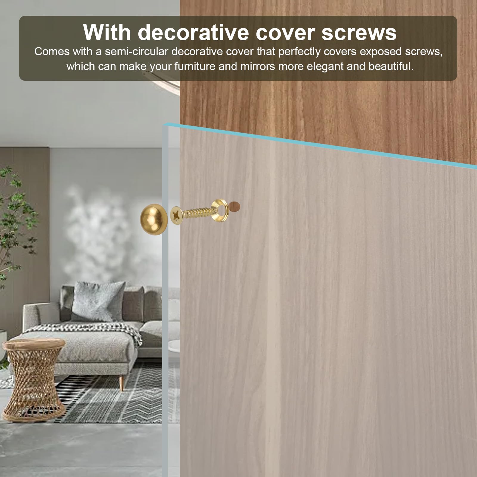 Viti A Specchio In Ottone - 16 Pezzi, 25mm, Con Tappi Decorativi, Per Specchi E Mobili - Foto 4