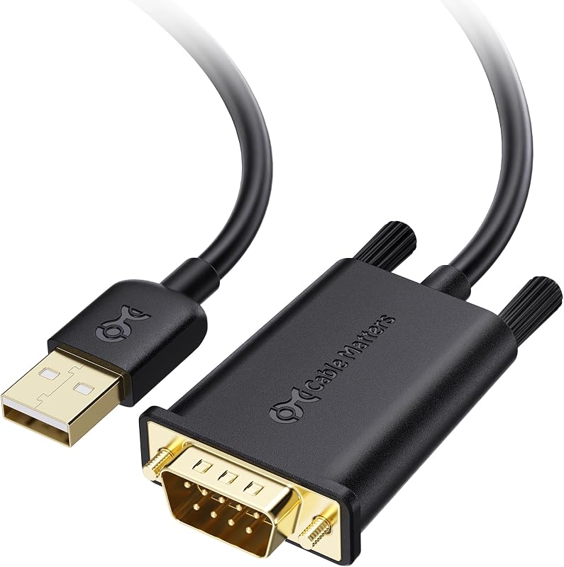 USB to Serial Adapter Cable, RS232 to USB, 6ft | USB to DB9 Cable, Male to Male, Supports Windows 11/10/8/7, Vista/XP, macOS 11.0+, Black