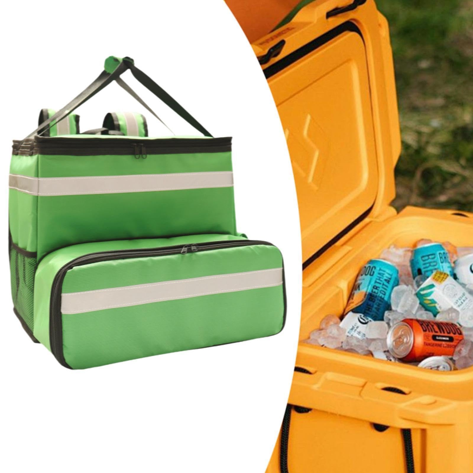 Mochila térmica para Entrega de Alimentos, Calentador de Alimentos con 2 Bolsillos de Malla para Bicicleta, Bolsa Extra Grande para Entrega de Pizza.