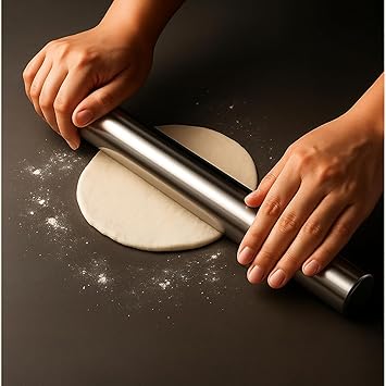 Elite Homes Stainless Steel Chapati Belan | 304 Grade Roti Roller | Non-Stick, Hygienic Rolling Pin for Everyday Use | 25 mm x 31.8 cm