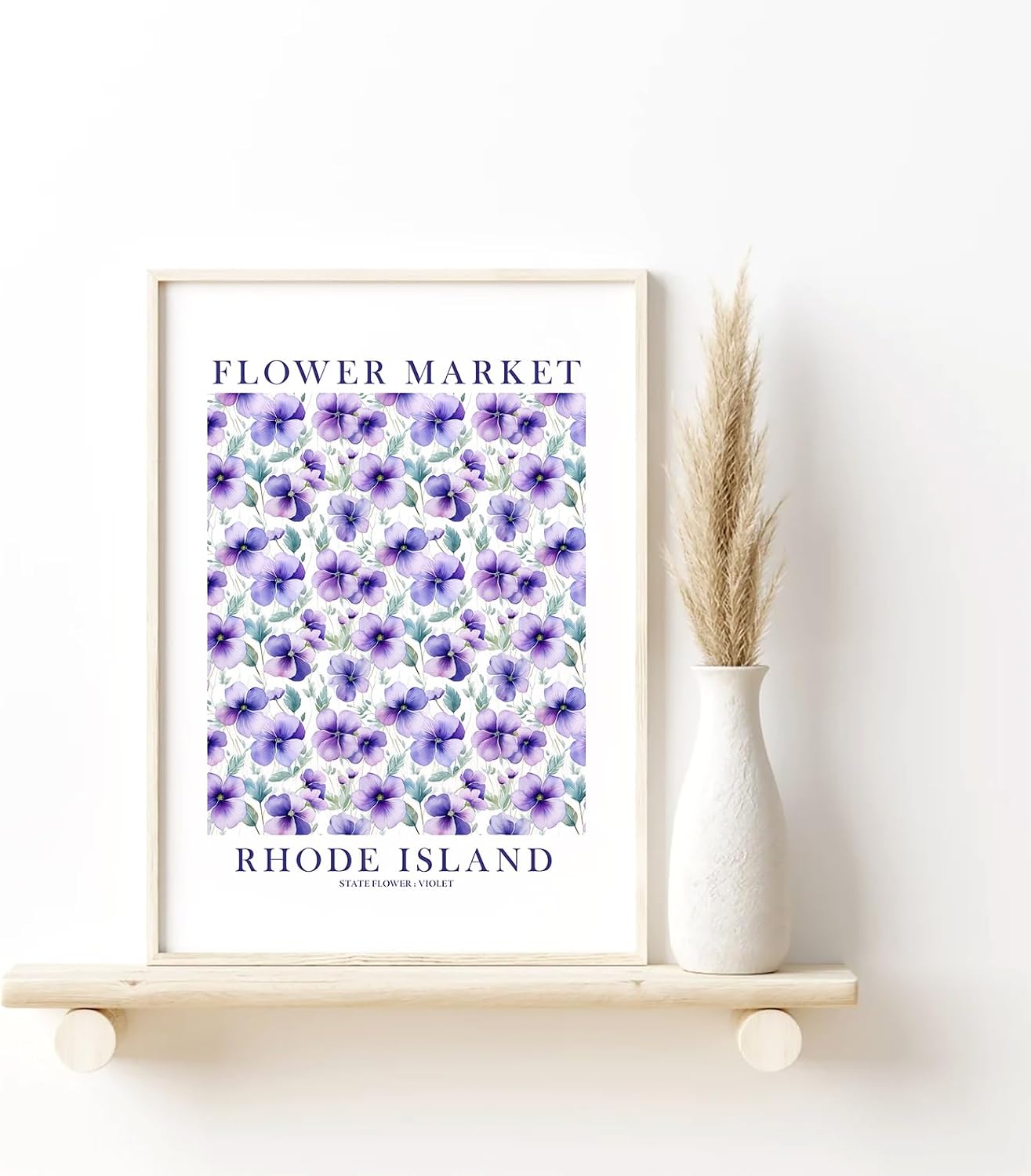 ColorAndFlair Rhode Island Violet State Flower Market Poster Purple Floral Wildflower Wall Art Botanical Print Travel Gift (13x19 inches)