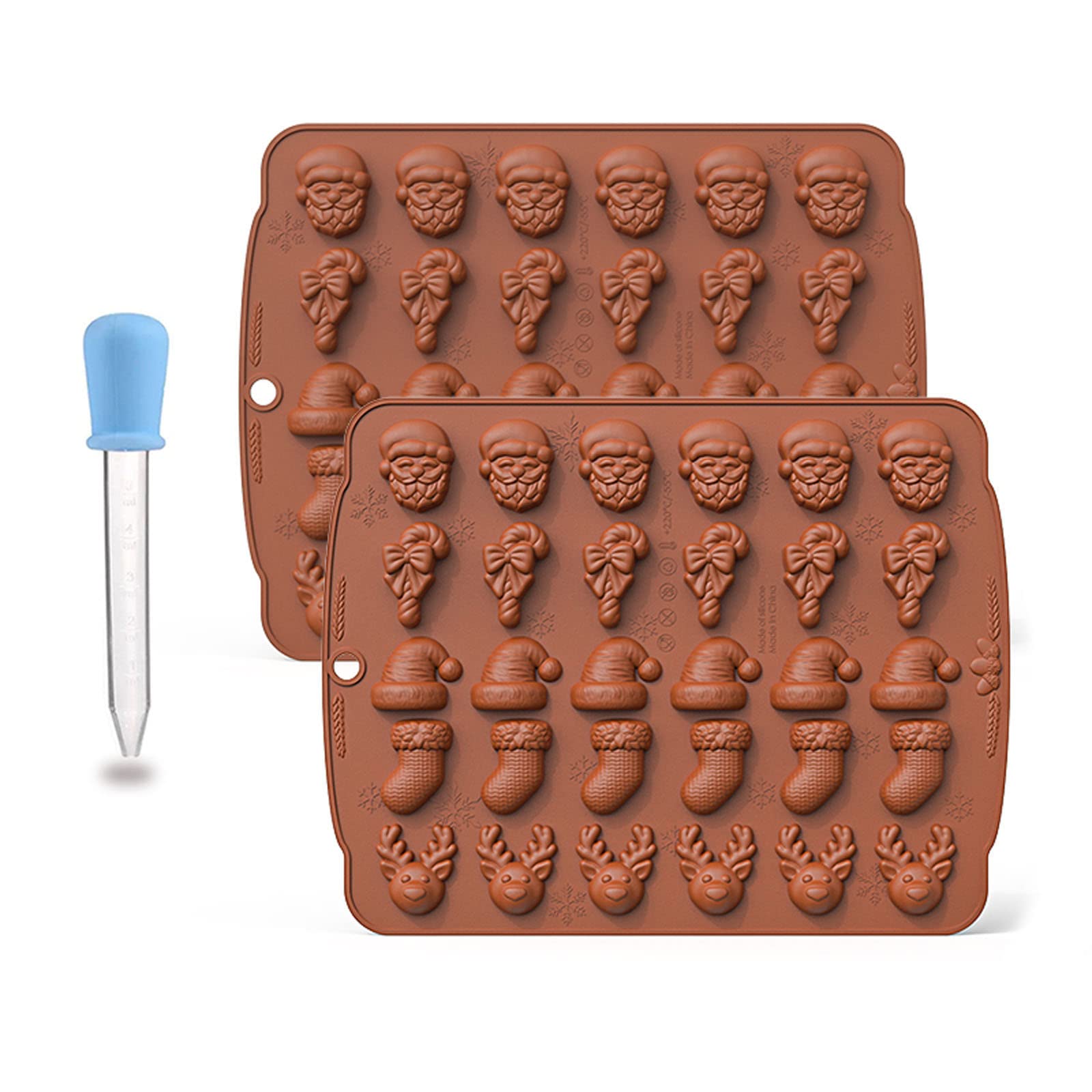 Tsophreniq 3PCS Fondant Chocolate Molds Baking Mold Christmas Series Silicone Baking Accessories for Kitchen Christmas Candy Molds