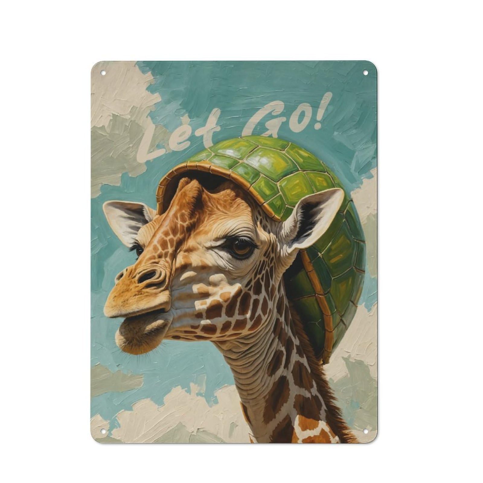 Junmoney Shelled Giraffe Retro Metal Wall Sign 40X30cm With For Garage Wall, A Decorative Metal Sign For Garages And Workshops