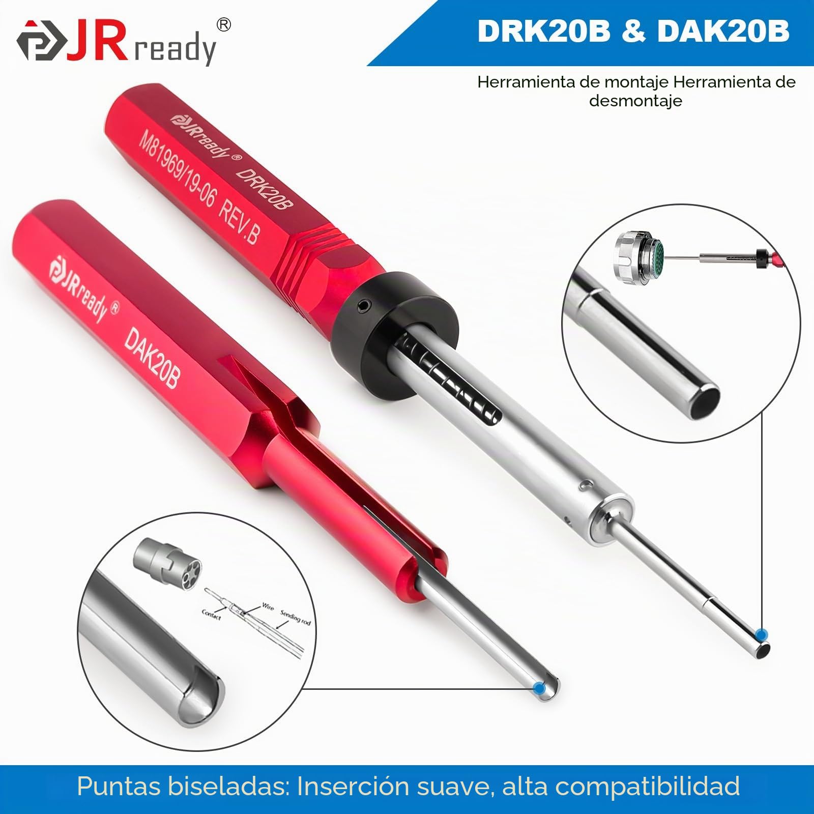 JRready ST2177 Crimpadora NEW-AS2 con 11 Pcs Posicionadores y 6 Pcs Herramientas de Extracción y Calibre G125, Kit de Herramientas de Crimpado para Conectores Miniatura y Subminiatura Mazo de Cables