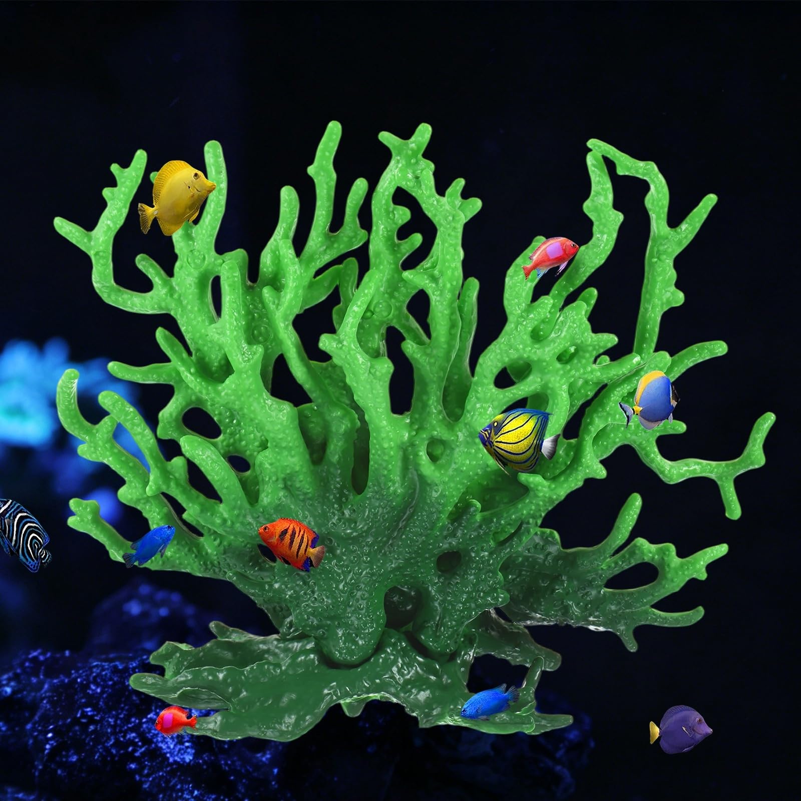 M METERXITY 1 Pack Fake Coral Fish Decorations for Tank, PVC Coral Decor, Artificial Fish Aquarium Decor [Gradient Green, 5.91'' x 2.17'' x 4.72'',L x W x H]