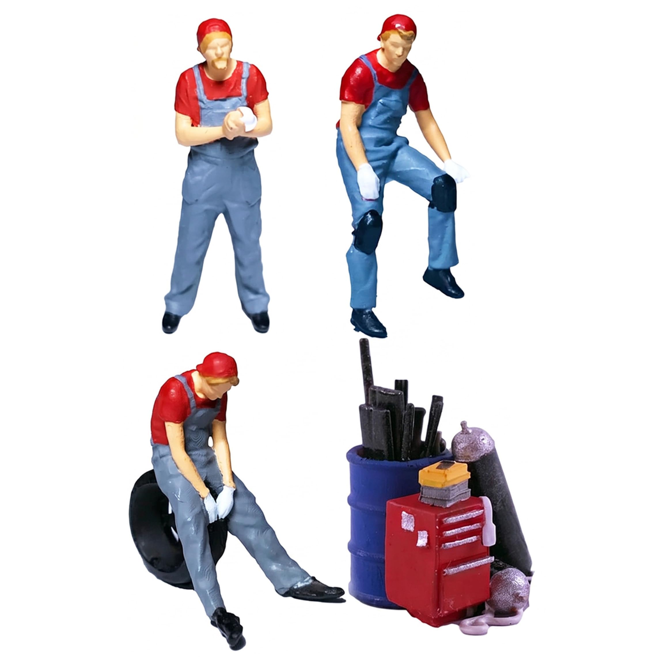 Figurines de réparateurs miniatures 1/64 pour animer vos vitrines de voitures vides