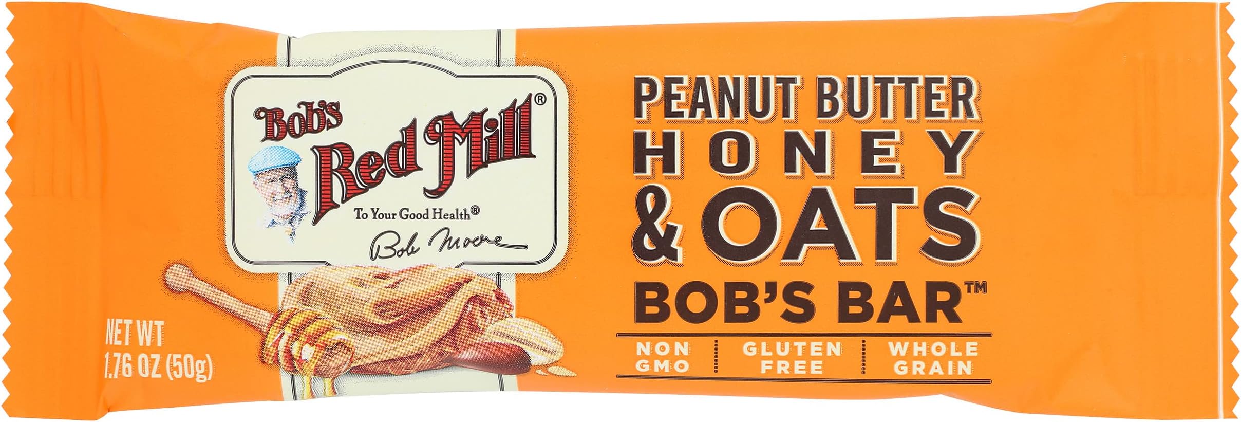 Bob's Bar, Peanut Butter Honey & Oats, Gluten Free & Non-GMO, 1.76 Oz (Pack of 12)