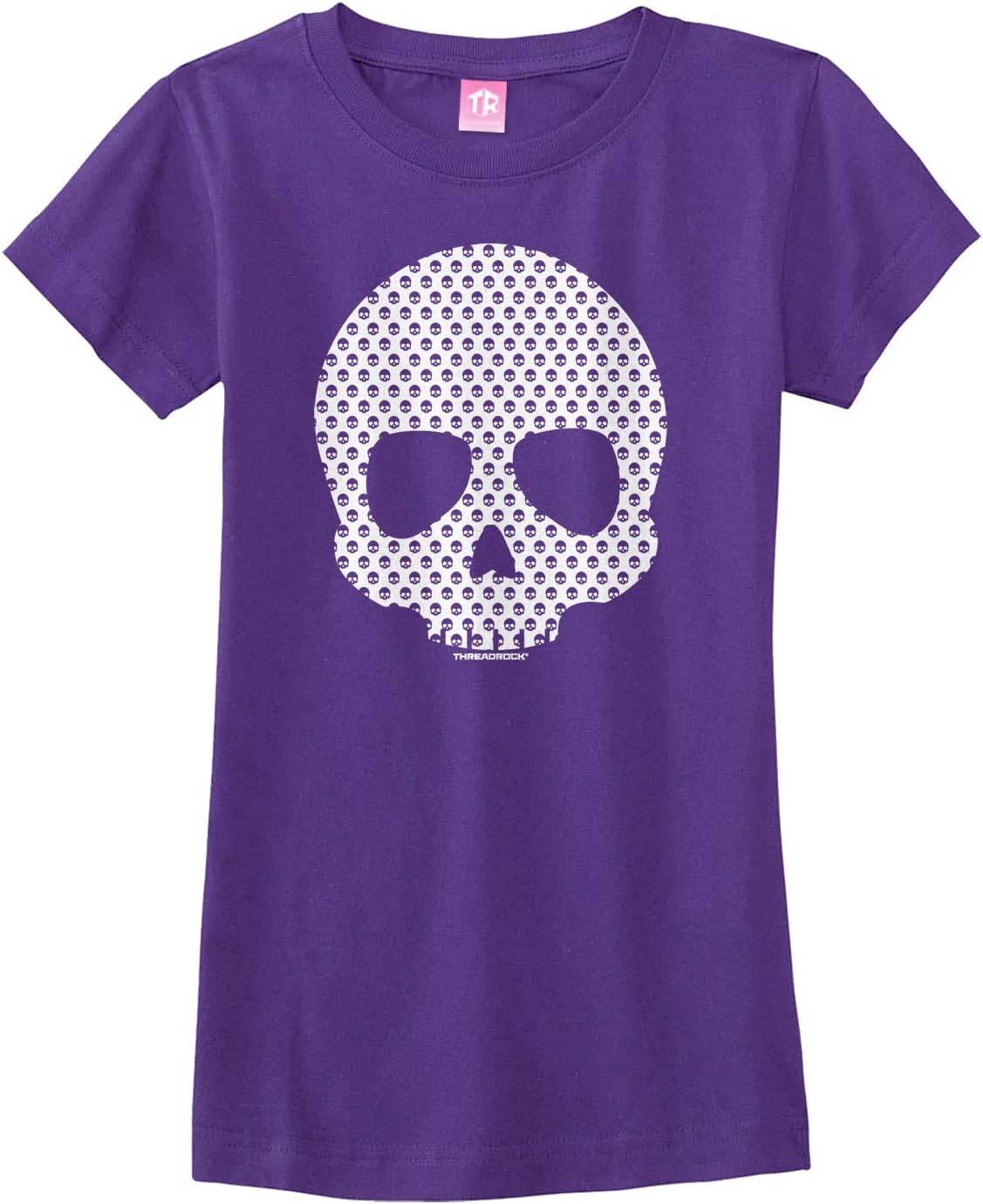 Threadrock Big Girls' Skull Made of Skulls Fitted T-Shirt