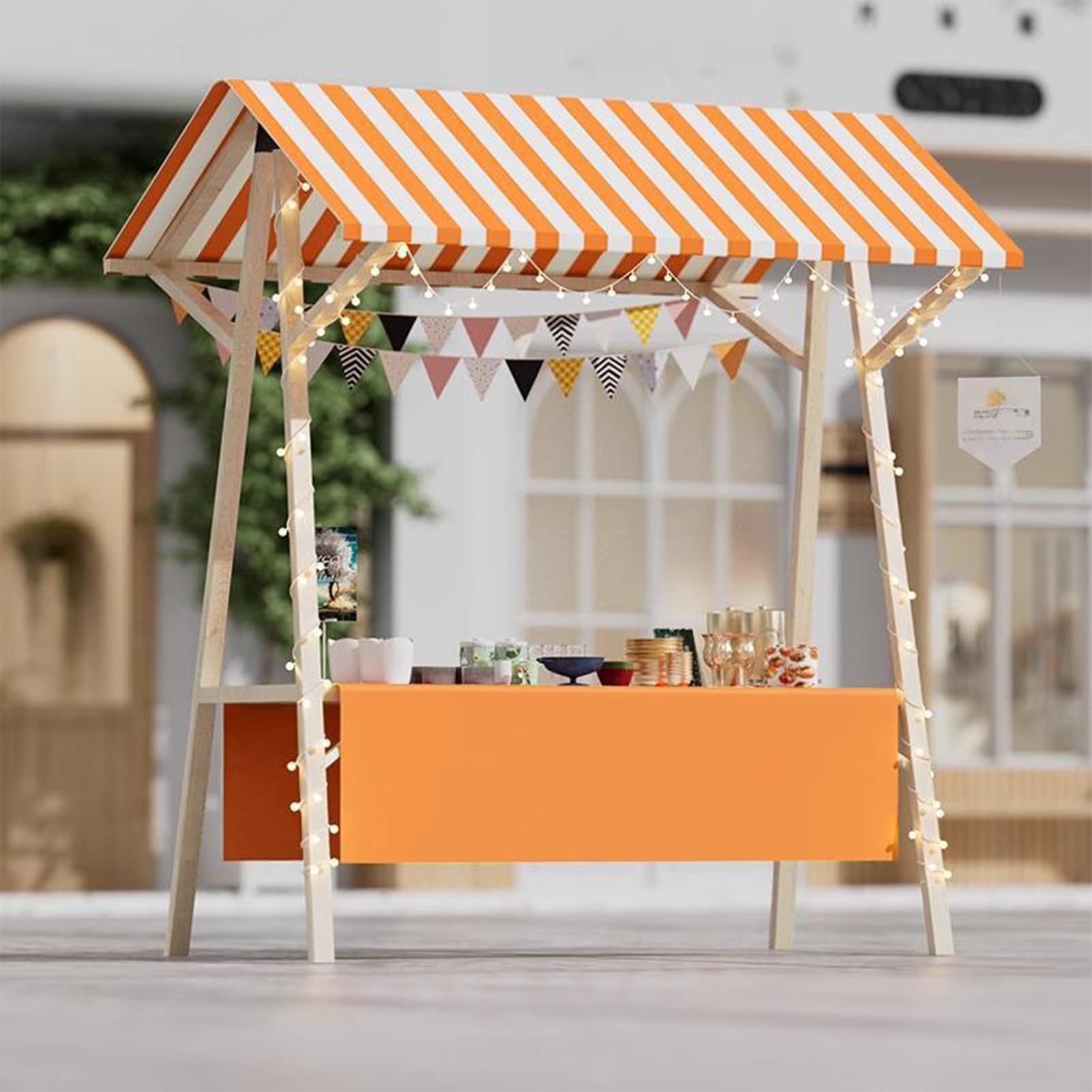 Carrito de Venta portátil y Plegable - Puesto móvil para Eventos al Aire Libre, Comida callejera, mercados agrícolas y Festivales - Ligero, fácil de Transportar, diseño Duradero