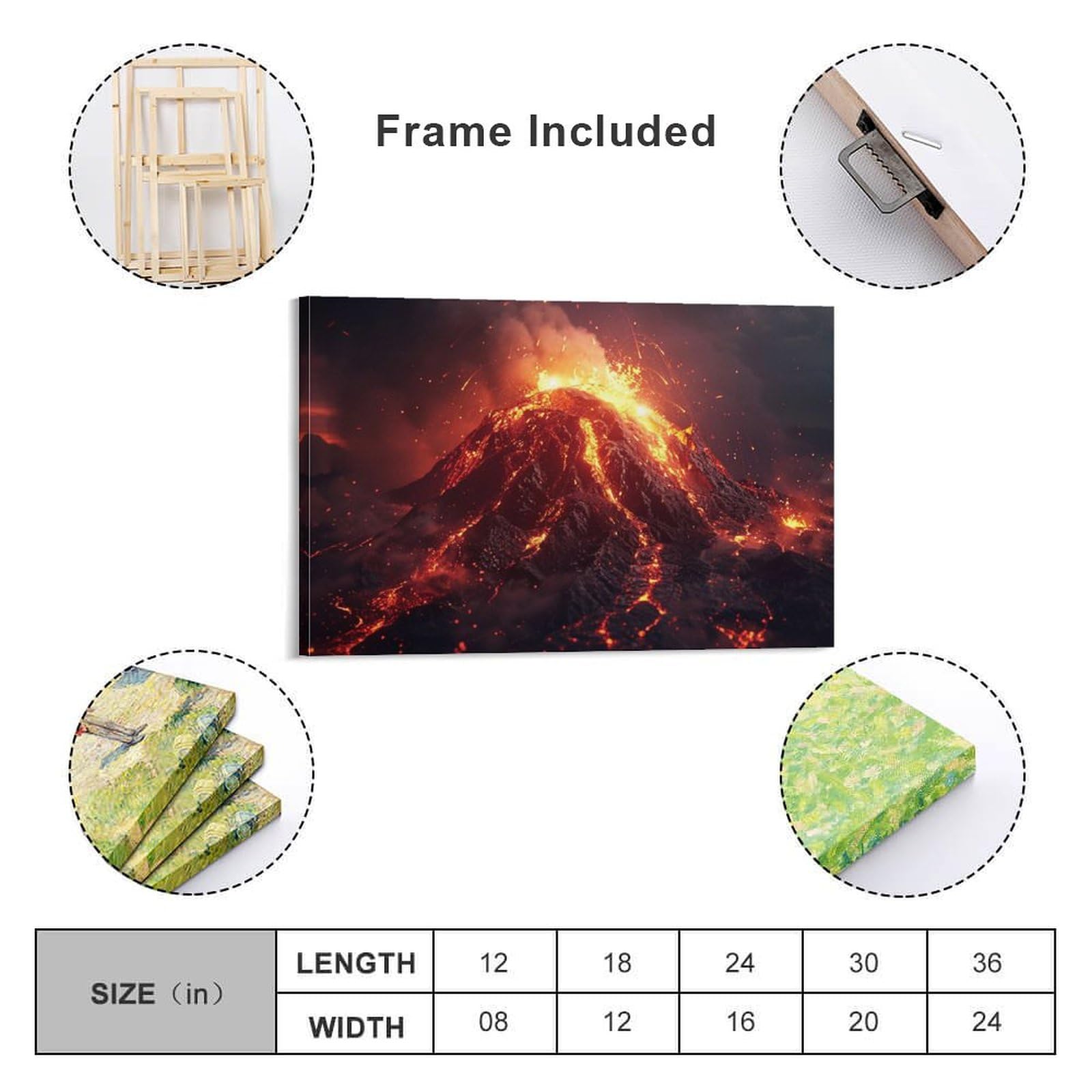 Amazon.co.jp: 絵画 火山噴火の風景 アートパネル ポスター 雄大な自然
