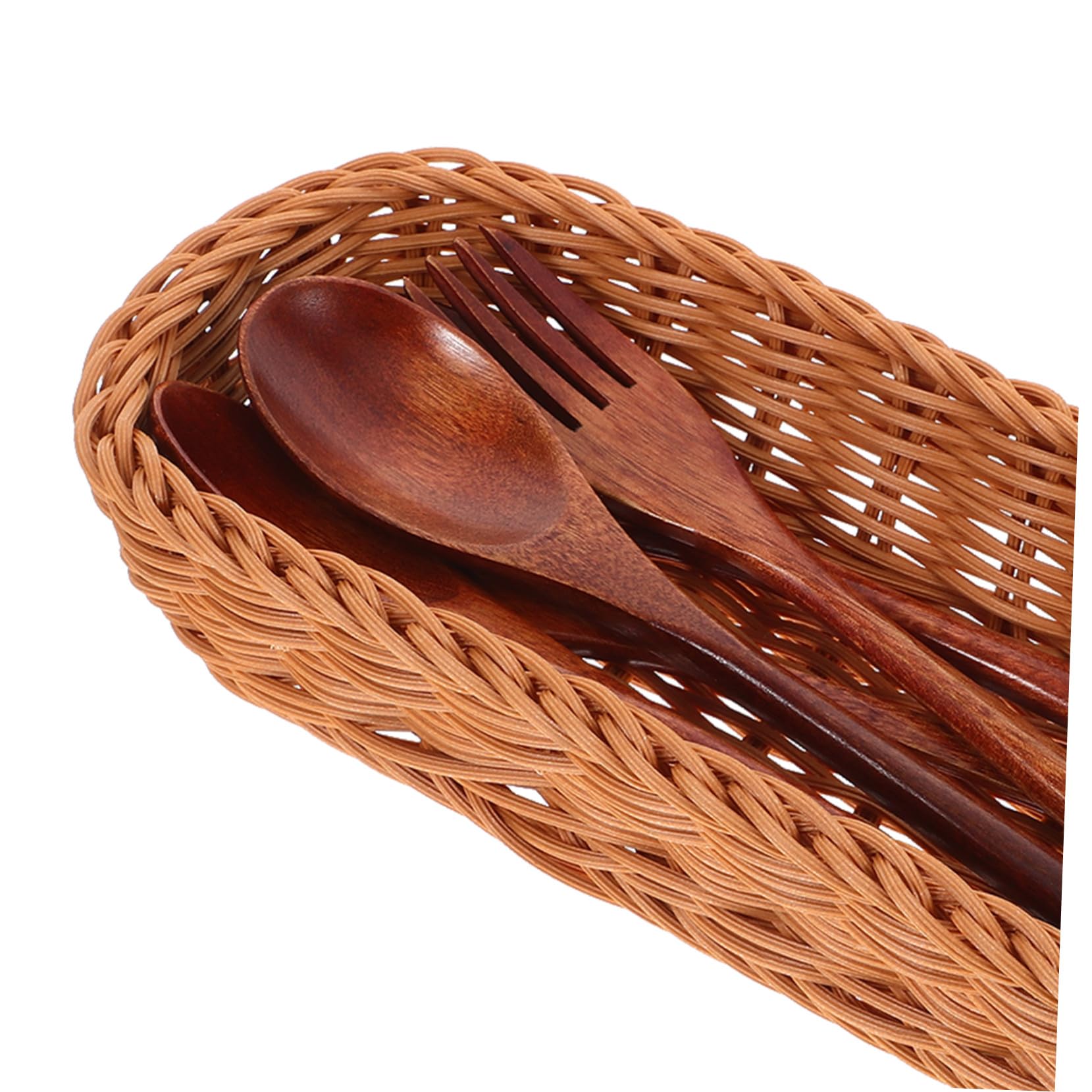 Cesta para Cubiertos de Plástico Rattan Organizador Versátil para Palillos Tenedores y Utensilios de Cocina con Diseño Natural para Almacenamiento Encimeras