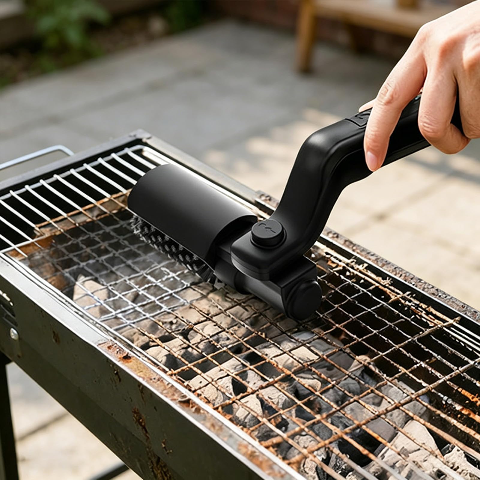 Spazzola per Griglia Elettrica per Esterni, 3 Potenti Detergenti Griglia Barbecue Ricaricabili Regolabili a 180°, Spazzola Pulizia della Senza Fili