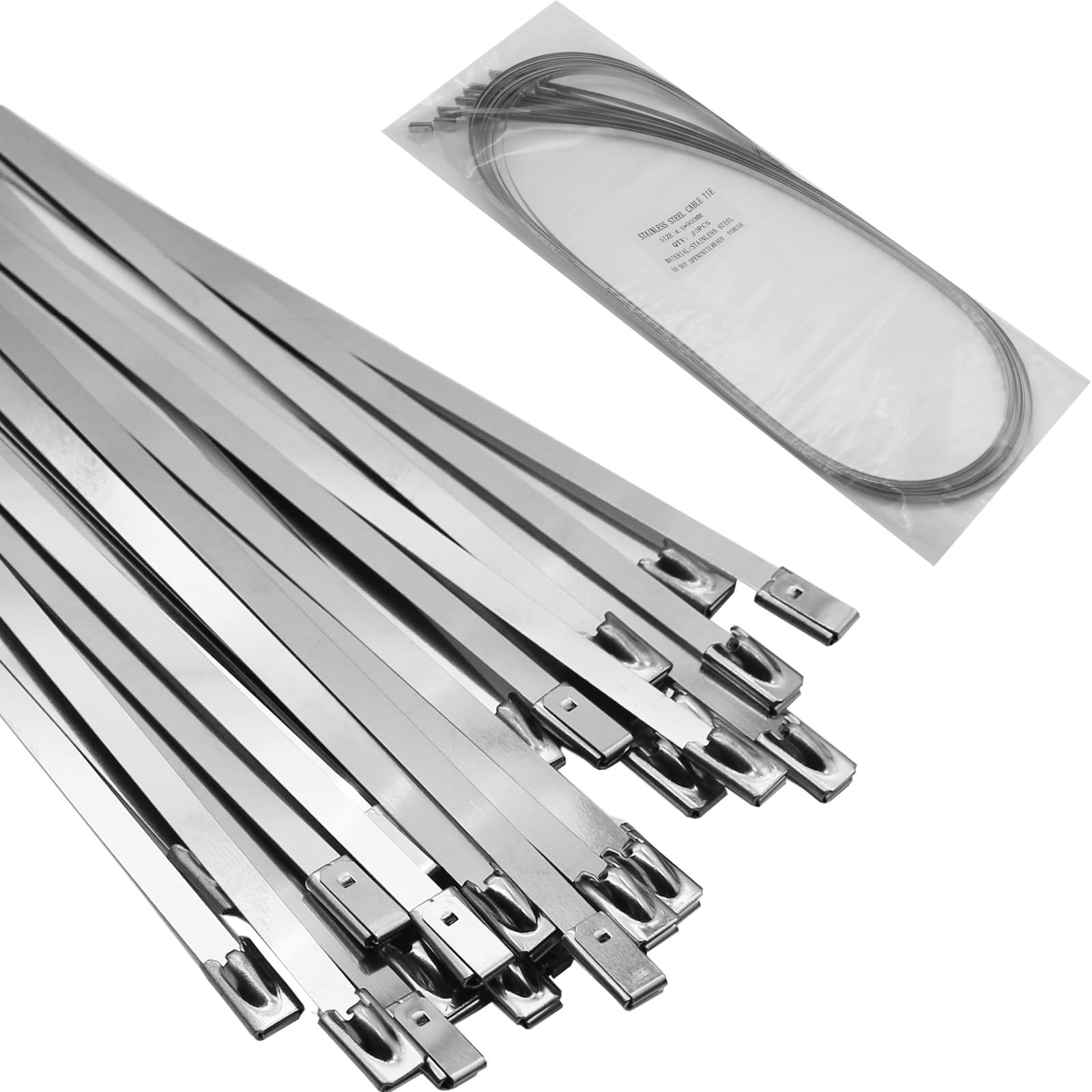 Long Metal Zip Ties Heavy Duty Outdoor, Premium 36 inch Metal Zip Ties 304 Stainless Steel Multi-purpose Self-locking Large Cable Ties, 20 PCS