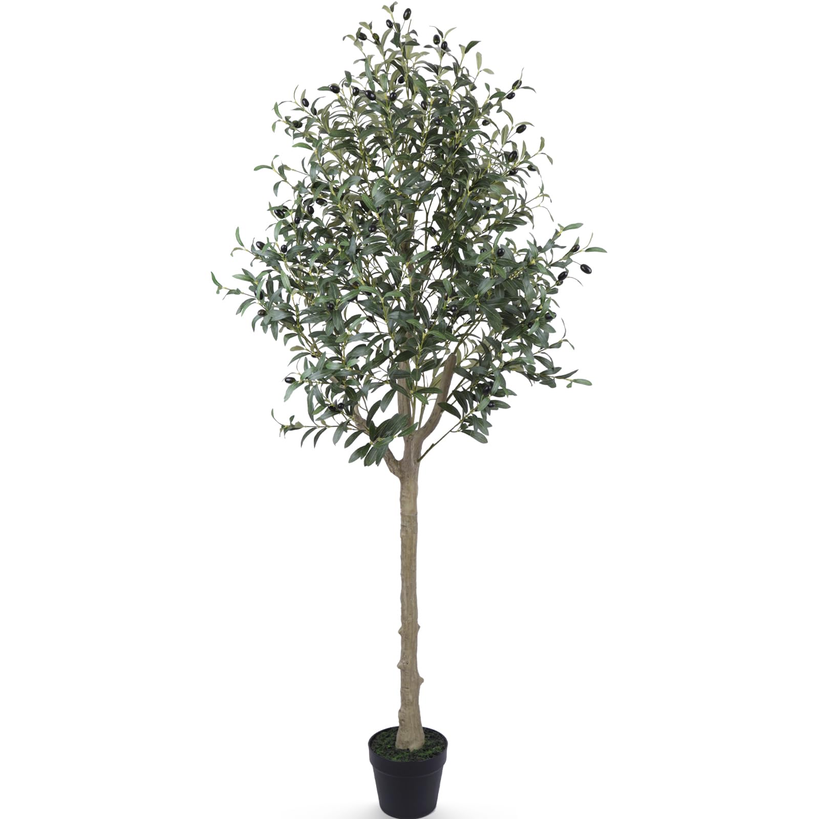 Artificial Olive Tree 180CM Fake Olive Branches and Fruits Faux Potted Olive Silk Tree Artificial Plant for Home Office Living Room Floor Indoor Outdoor Decor(70""), MY2038