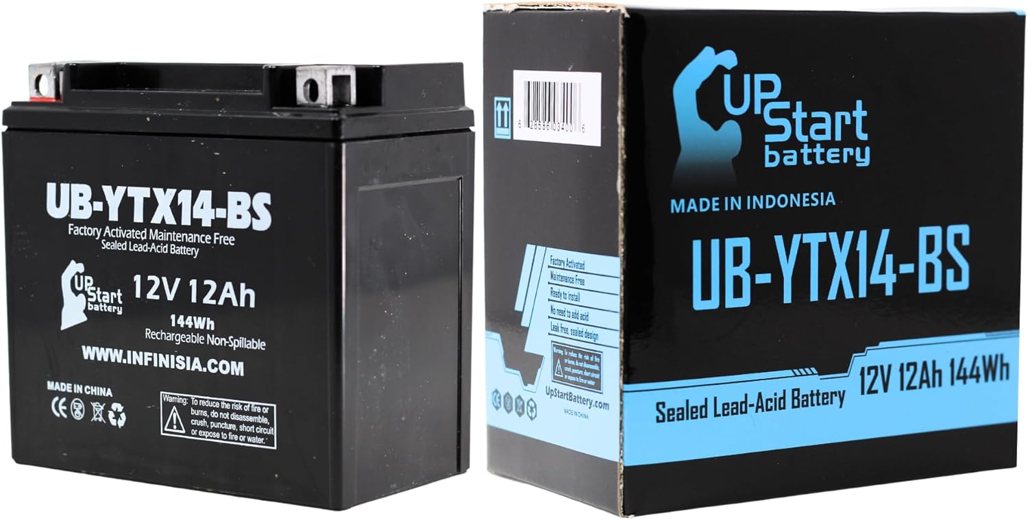 Replacement for 1996 Kawasaki VN800-A, B, C, E Vulcan, Classic, Drifter 800 CC Factory Activated, Maintenance Free, Motorcycle Battery – 12V, 12AH, UB-YTX14-BS Replacement for 1996 Kawasaki VN800-A, B, C, E Vulcan, Classic, Drifter 800 CC Factory Activated, Maintenance Free, Motorcycle Battery – 12V, 12AH, UB-YTX14-BS