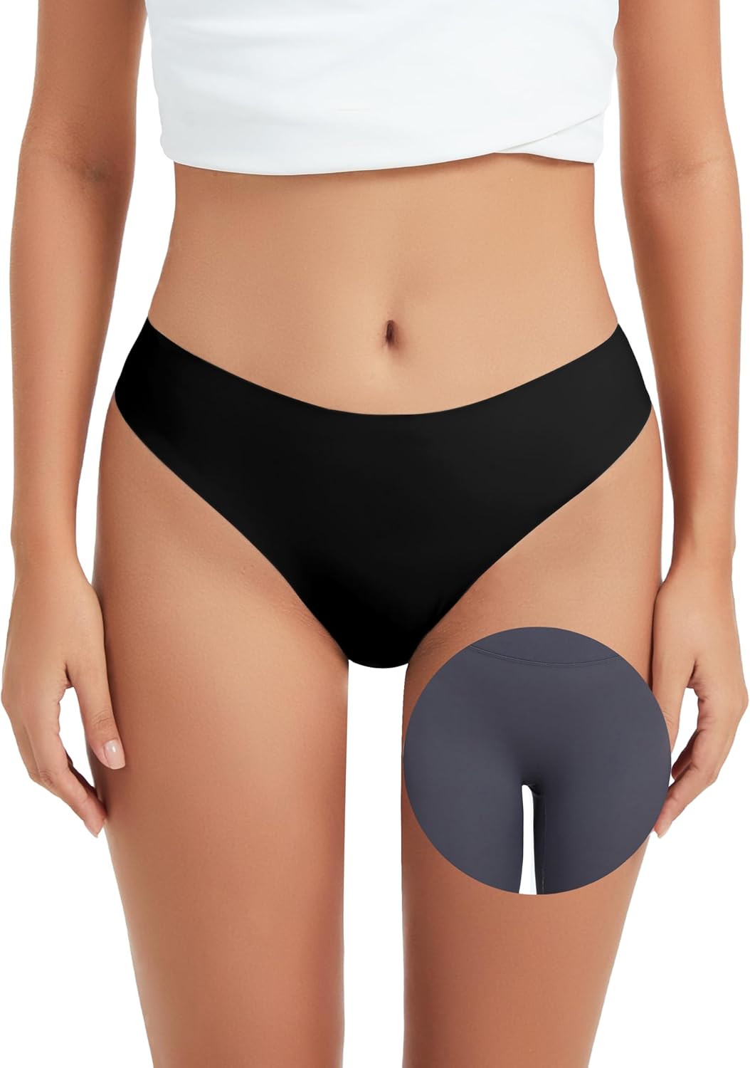 OVRUNS Camel Toe Underwear Thong for Women 3 Pack Cameltoe Proof Concealer Thongs No Show Panties Seamless Workout Underwear