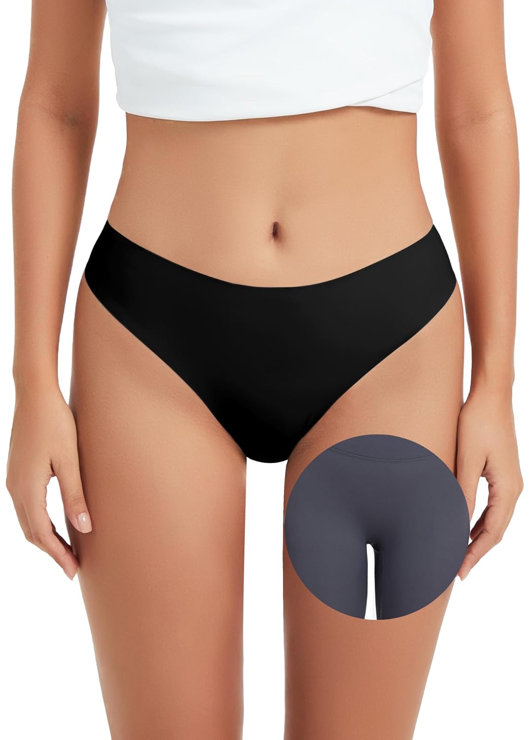 OVRUNS Camel Toe Underwear Thong for Women 3 Pack Cameltoe Proof Concealer Thongs No Show Panties Seamless Workout