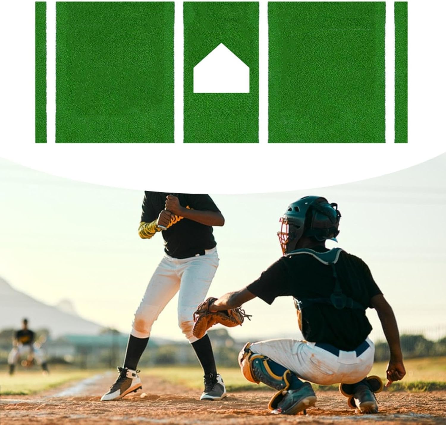 Portable Mound for Softball Training, Hitting Mat for Baseball, Green 116x300cm