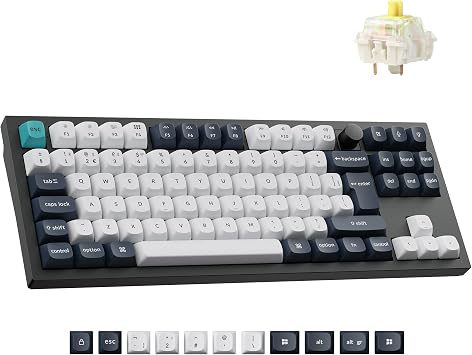 Keychron Q3 Max Wireless Mechanical Keyboard TKL - Hot-Swappable Gateron Banana Early Tactile Switch, 2.4G/Bluetooth, Full Aluminum with RGB Programmable Knob for Mac Windows Linux(UK Layout)- Black