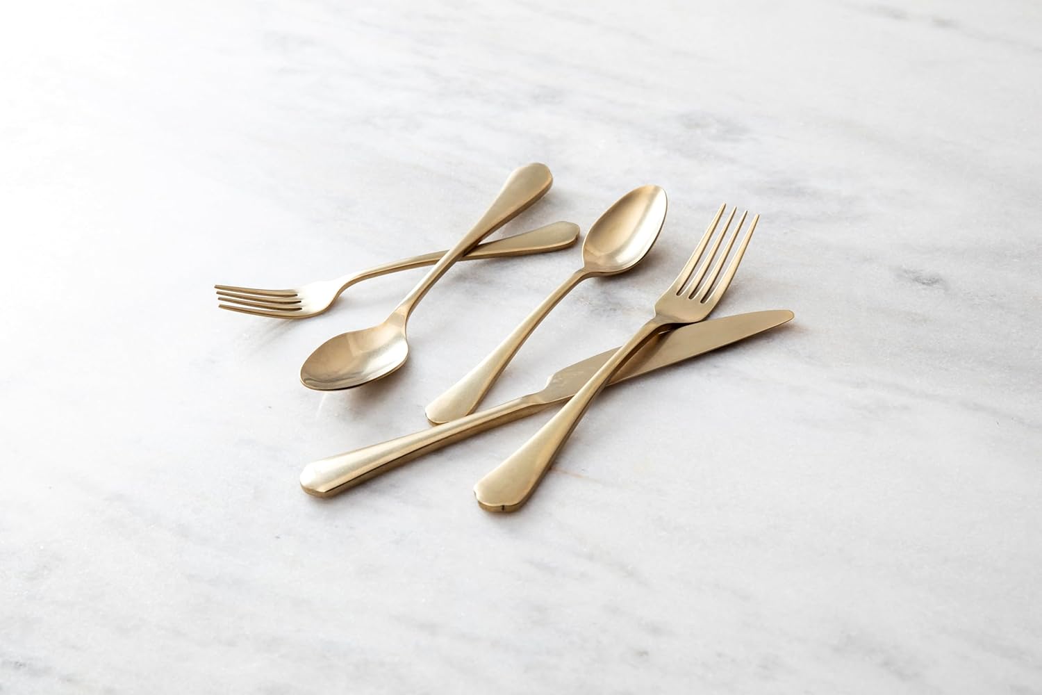 Fortessa Ellsie 18/10 Stainless Steel, 20 Piece Flatware Set (Service for 4), Antiqued Champagne