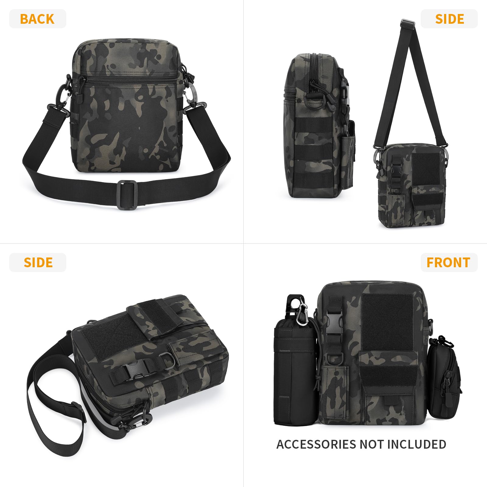 HUNTVP Marsupio Uomo Sportivo, Borsetta a Tracolla Militare Borsa per Campeggio Escursionismo Ciclismo Viaggio Trekking Porta Smartphone Chiave Denaro