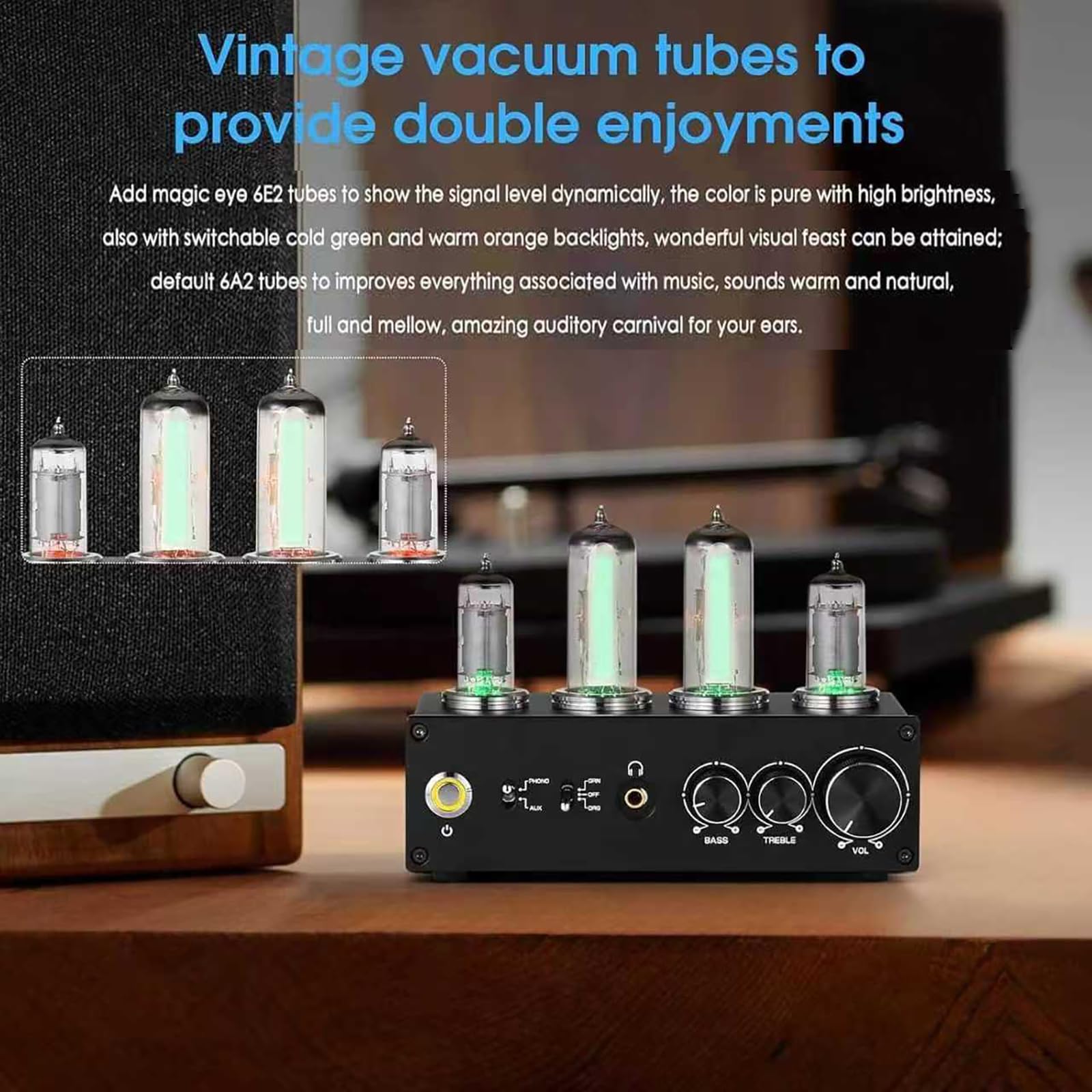 COYEUX Preamplificatore Fono, Preamplificatore per Lettore/Giradischi, con Controllo del Guadagno E Manopola del Volume, Registrazione MM, Stereo L/R/RCA/3,5 Mm, per Sistema Audio Stereo Domestico
