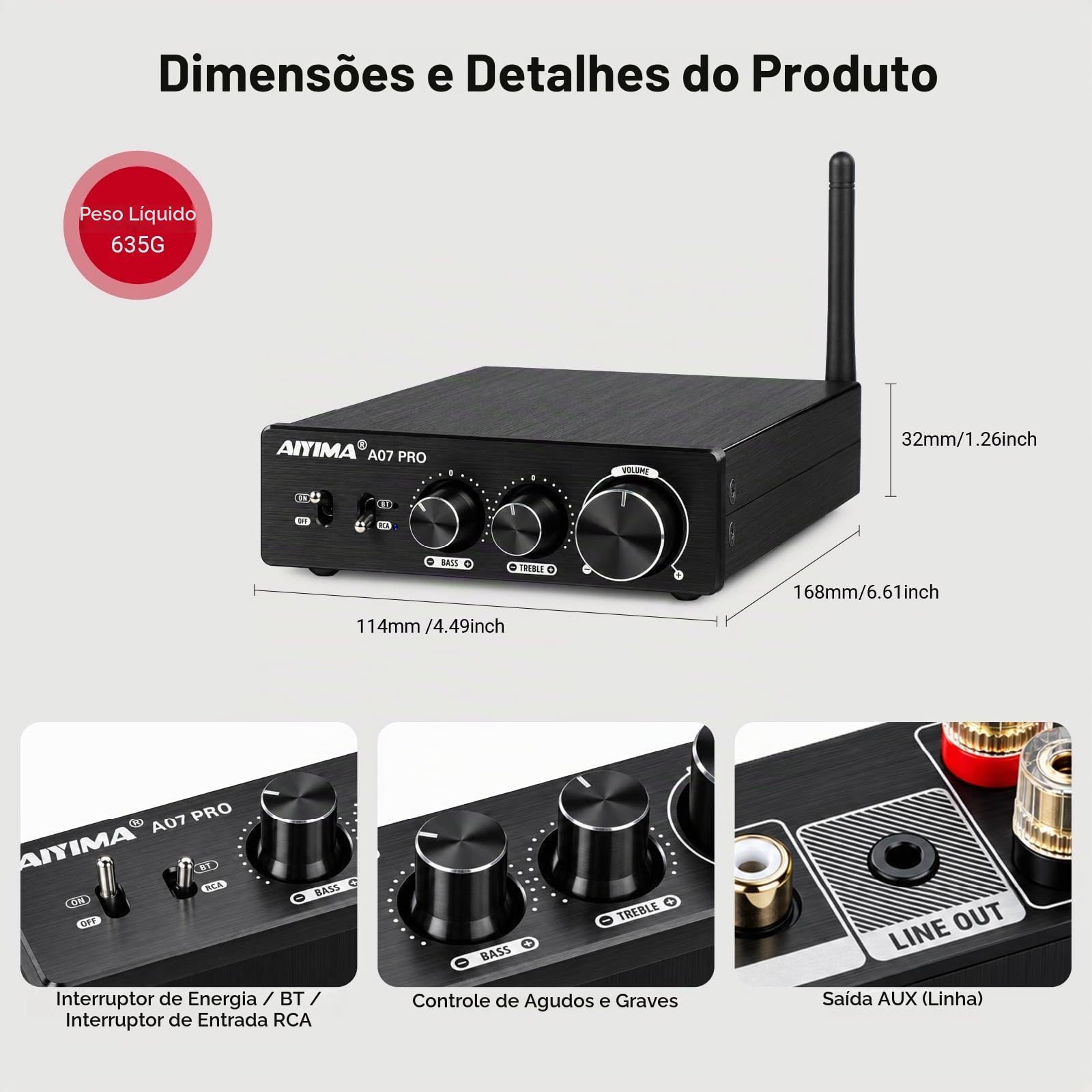 AIYIMA A07PRO TPA3255 - Amplificatore audio 2.0/2.1 canali, 300 W