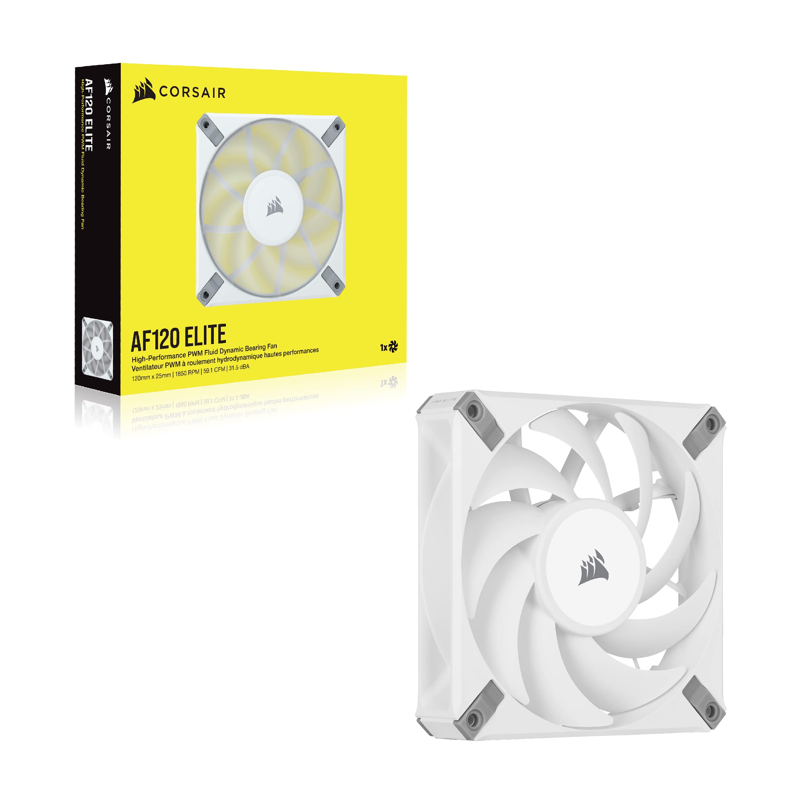 Corsair iCUE AF120 RGB ELITE 120mm PWM Kit de Trois Ventilateurs - Huit LED RGB Par Ventilateur - Technologie AirGuide - Palier Fluid Dynamic - Contrôleur iCUE Lighting Node CORE Inclus - Noir