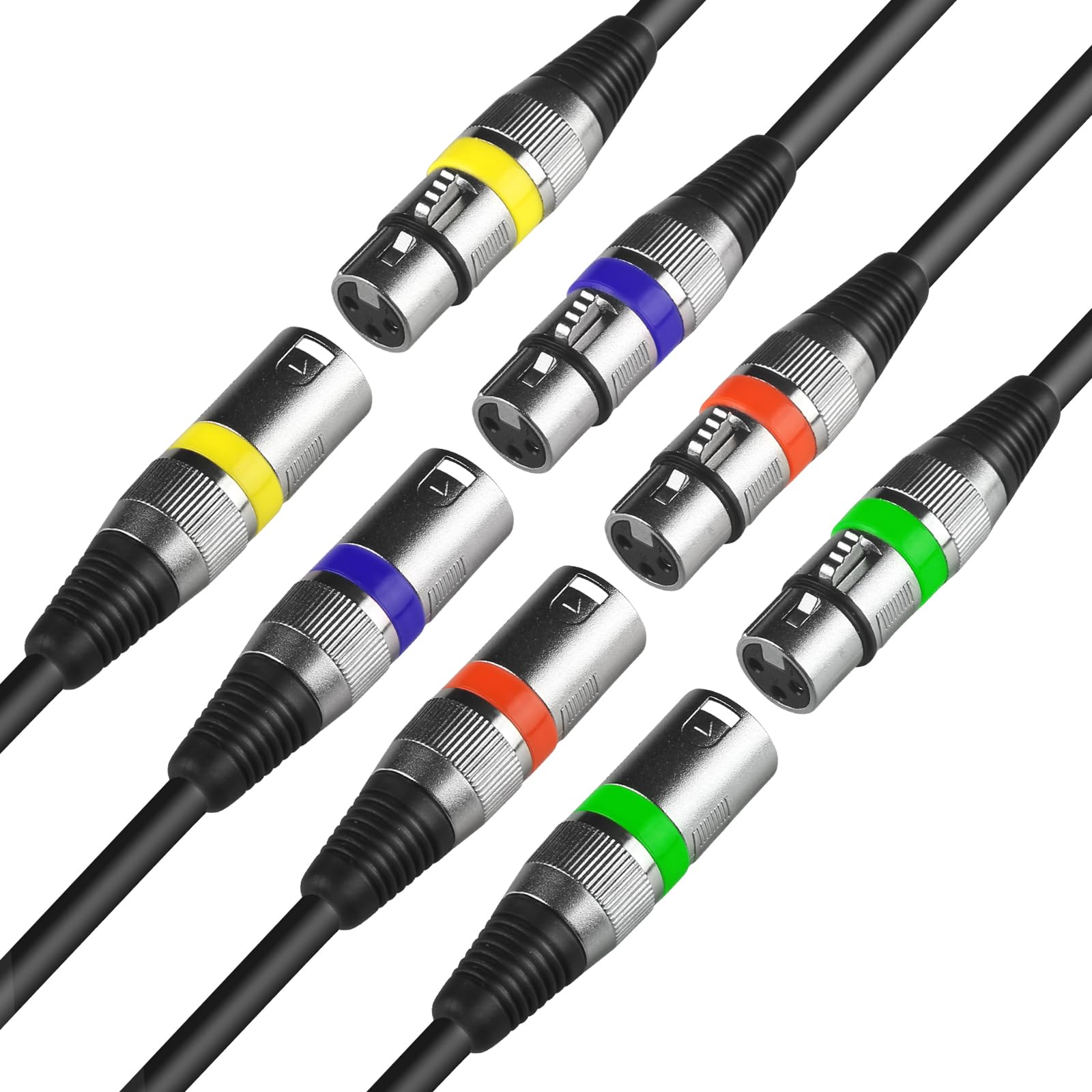 3-poliger XLR-Kabelverbinder Stecker und Buchse für DMX-Signaldraht oder Audio-Mixer, Mikrofonanschluss (Metallgehäuse, 4 Sets Farbe)