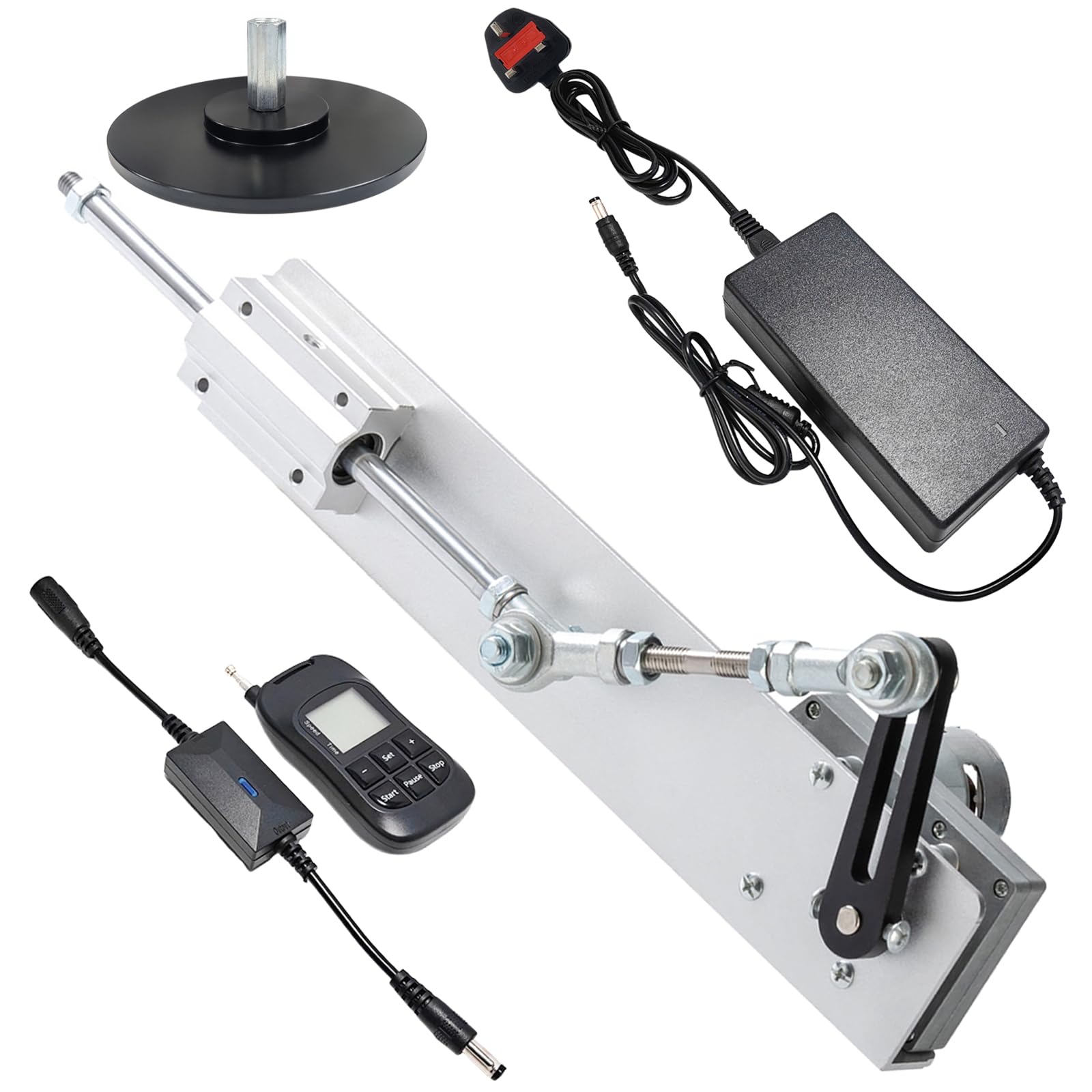 JQDML Actionneur linéaire alternatif à monter soi-même, DC 24 V 120 tr/min, couple élevé, moteur télescopique réglable de 2 à 8 cm avec contrôleur de vitesse, ventouse et télécommande