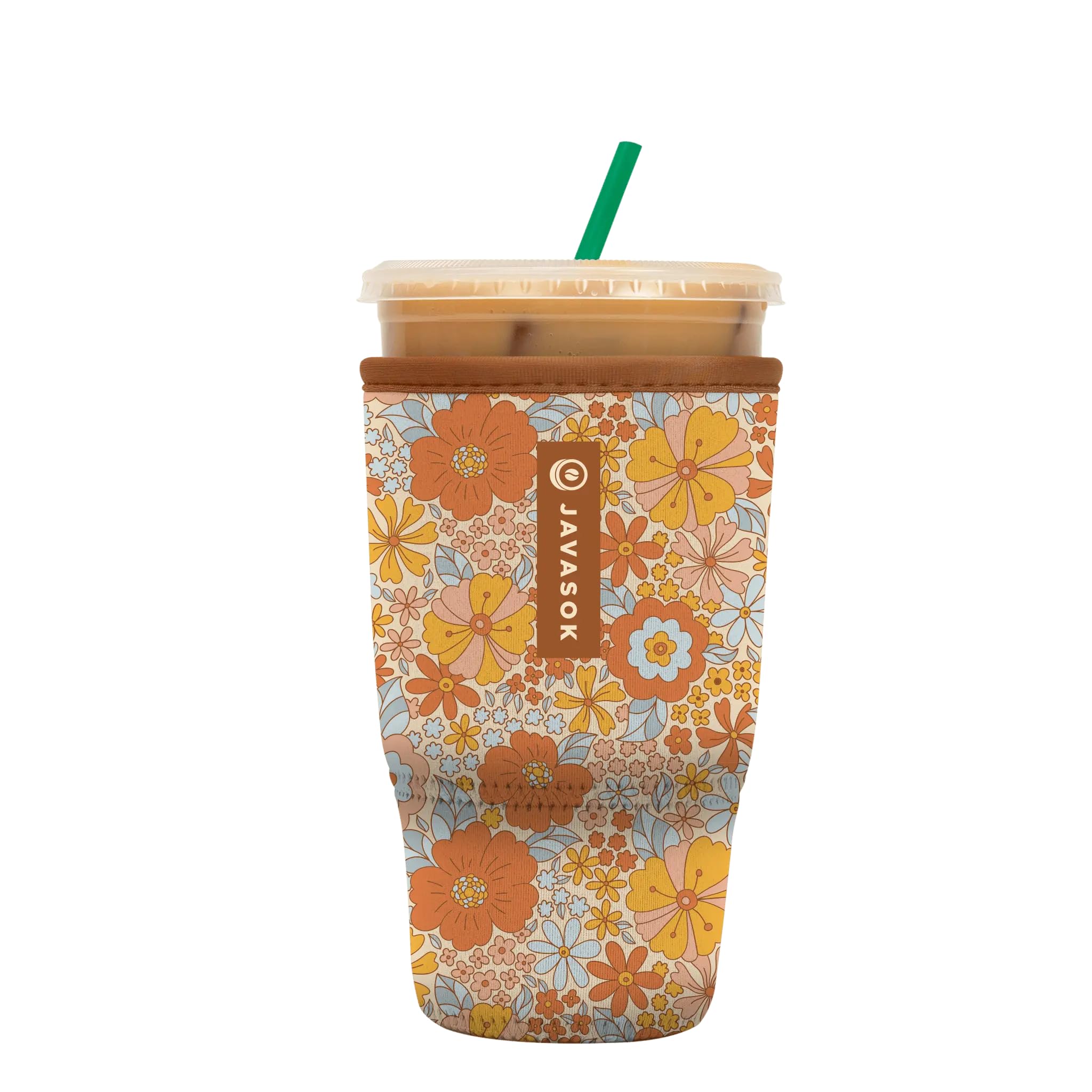 Sok It JavaSok Iced Coffee &amp; Cold Soda Insulated Neoprene Cup Sleeve (Flower Power, Large: 30-32oz)