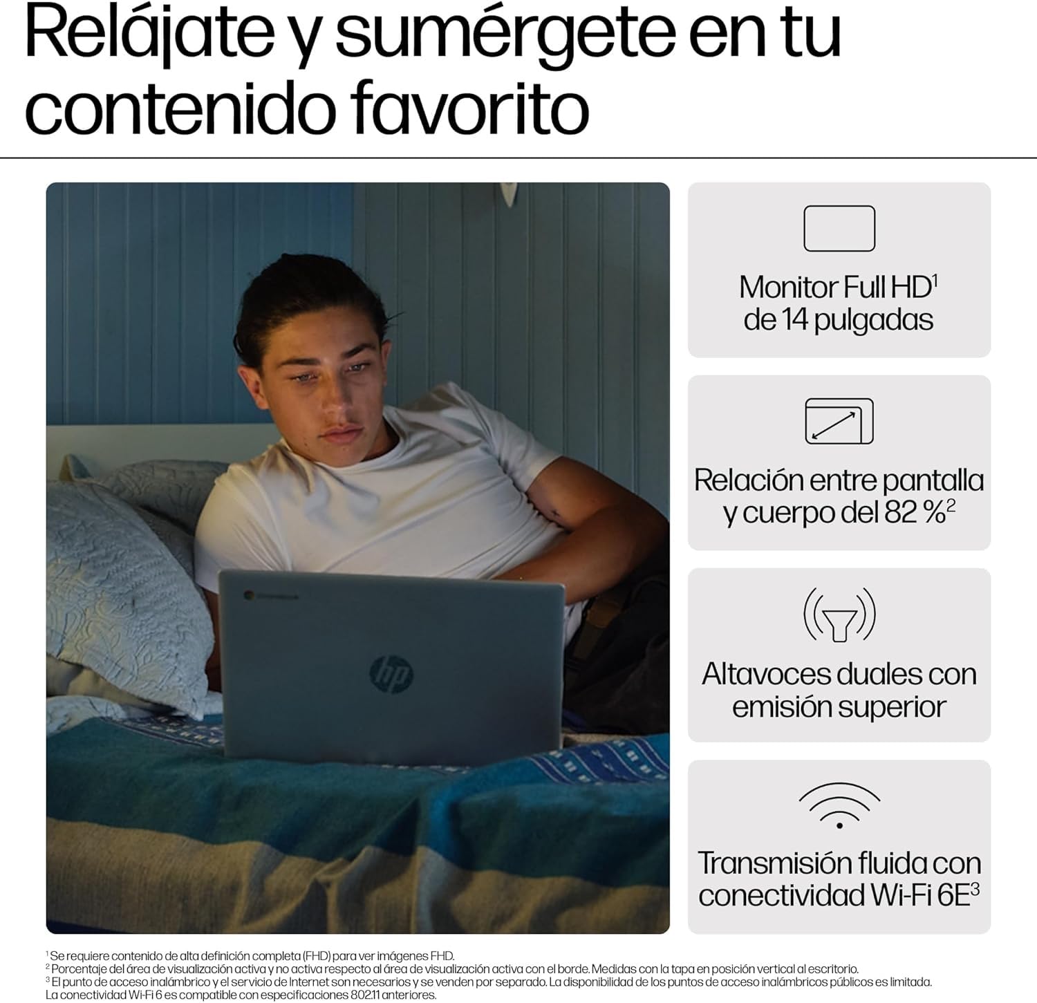 HP Chromebook - Ordenador portátil de Google 14" FHD (Intel N100, 8GB RAM, 128GB eMMC, ChromeOS) + Suscripción Google AI Pro con Gemini Pro y 5TB de Almacenamiento Durante 3 Meses - QWERTY Español