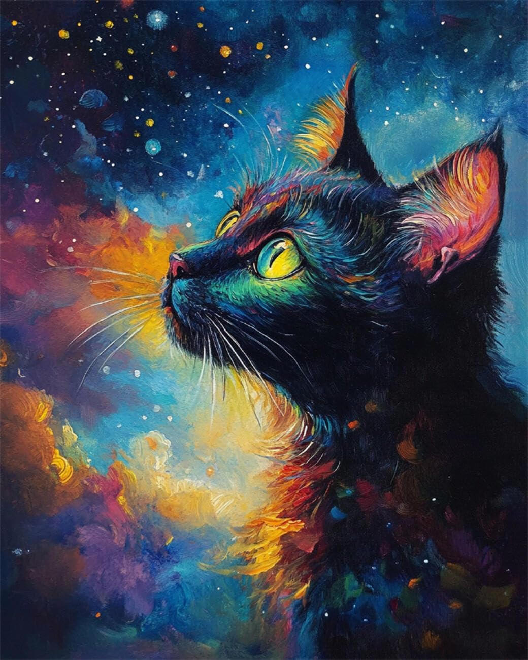 Rkflgew E Diy Seed Bead Mbroidery Kits Fantasy Cat 50X70cm