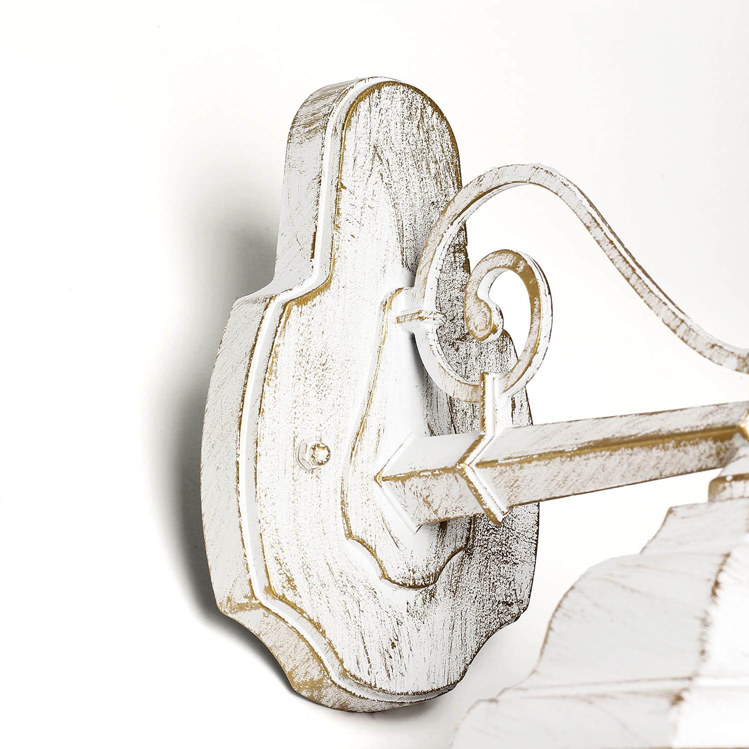 Lampada da parete esterna Brest a forma di lanterna con braccio bianco oro stile rustico retrò E27 IP44 ideale per giardino, terrazzo, cortile