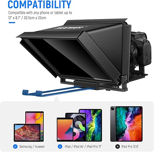 Vista 9 de NEEWER Teleprompter de aluminio X12 con control remoto RT-110 (conectado a través de Bluetooth en la aplicación NEEWER Teleprompter) y funda