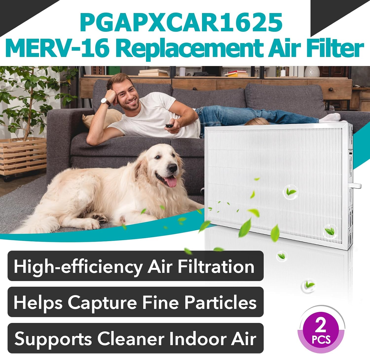 2 Pcs PGAPXCAR1625 MERV-16 Replacement Filter Compatible With Bryant/Carrier Infinity 16"x25"x3" PGAPXCAR1625-A01 PGAPXCAR1625-A02 AGAPXCAR1625 AGAPXCAR1625-A02 Air Purifier Cartridge