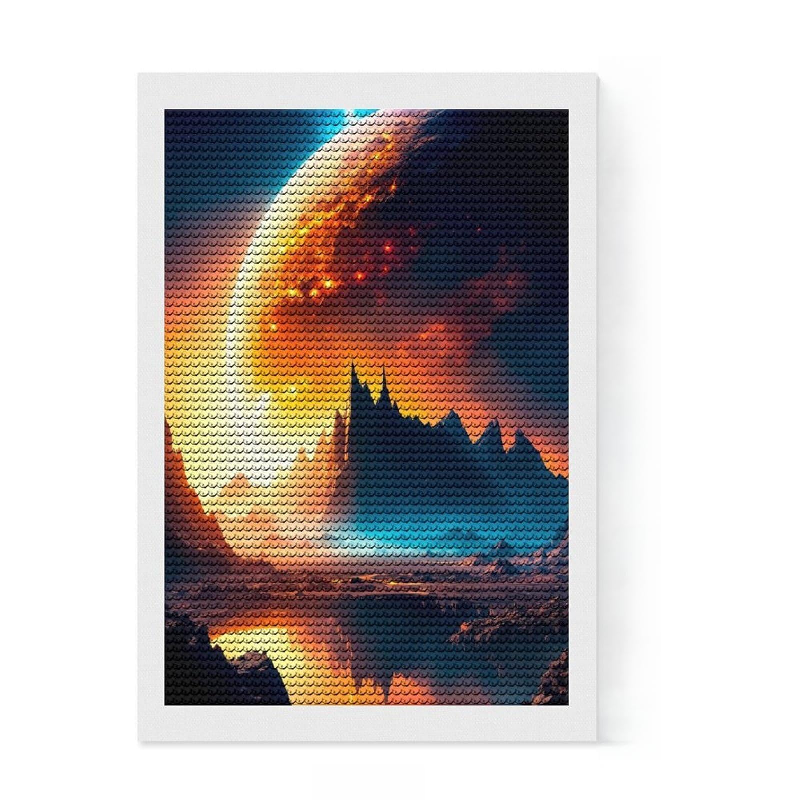 Junmoney Surreal World Full Drill Diamond Painting Kit 8"x12", Enjoyable At-Home Hobby, Creative Leisure Activity, Cosy Home Accent