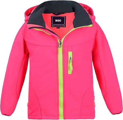 Miniatura 13 de M2C Chaqueta cortavientos con capucha y forro polar para niños y niñas Rosa,Azul ártico,Negro -,Azul,Rosado,Rosa