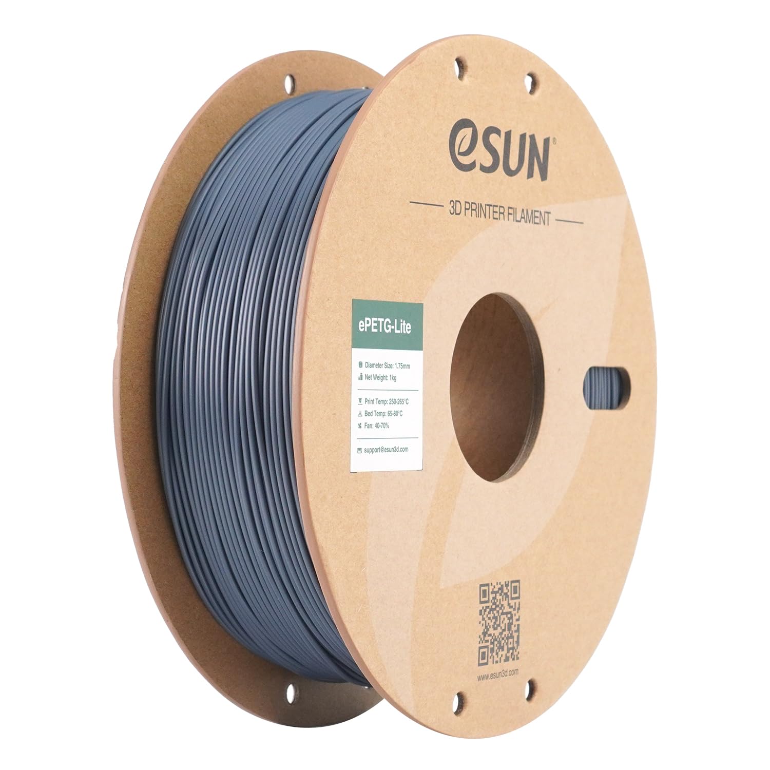 eSUN PETG filamento 1,75 mm, filamento PETG Basic ad alta tenacità, bobina da 1 kg (2,2 libbre) per stampanti 3D, Grigio unicolore