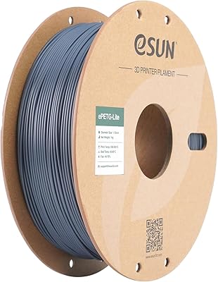 18 – eSUN PETG Filament 1.75mm, High Toughness Glossy PETG 3D Printing Filament, 1KG Spool (2.2 LBS) 3D Printer Filament, Solid Grey